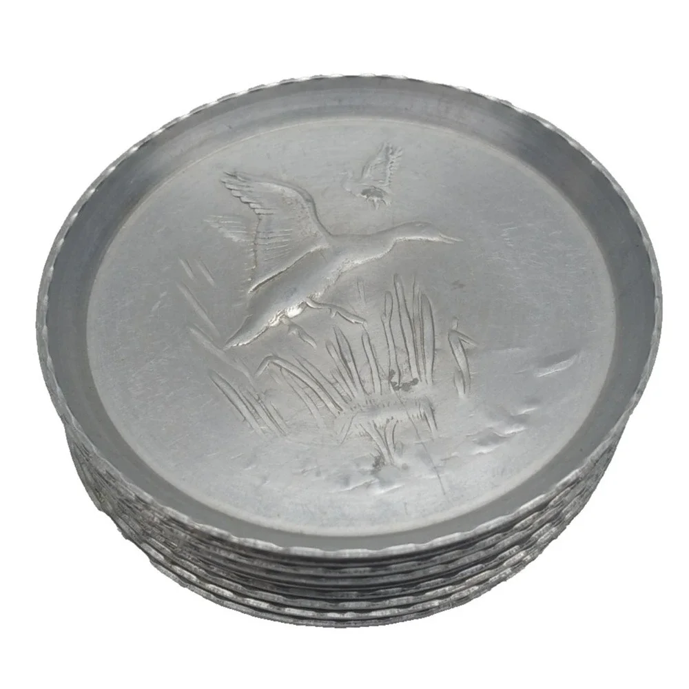 Vintage Mid Century Hammered Aluminum Embossed 3